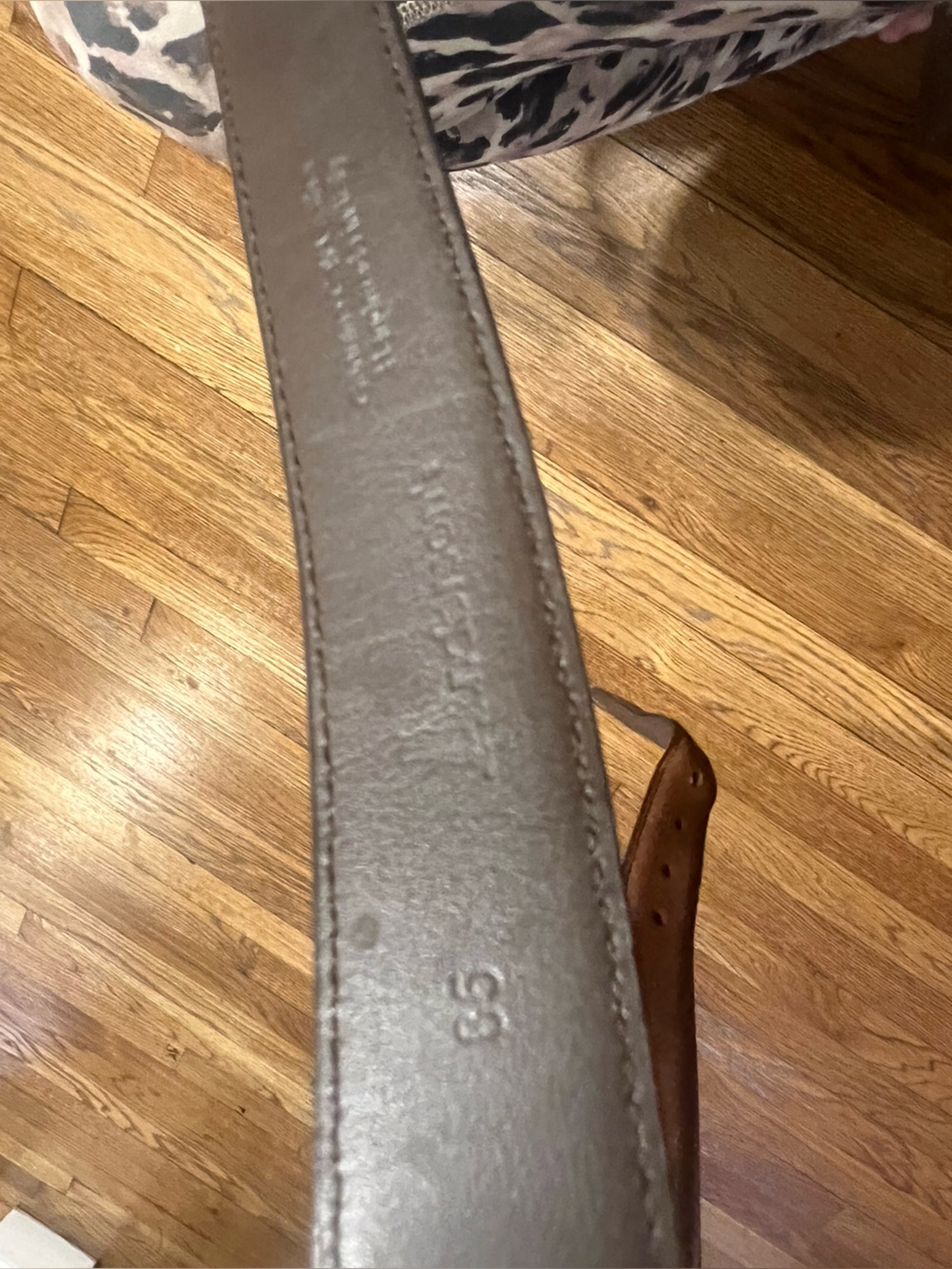 Women's Brown Suede Belt with Round Brass Buckle - Picture 3 of 10